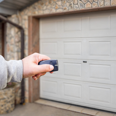 Charleston security key fob pointing to a garage door